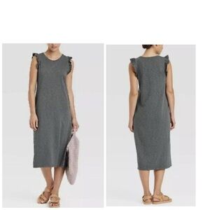 Universal Thread Charcoal Ruffle Sleeve Midi Dress